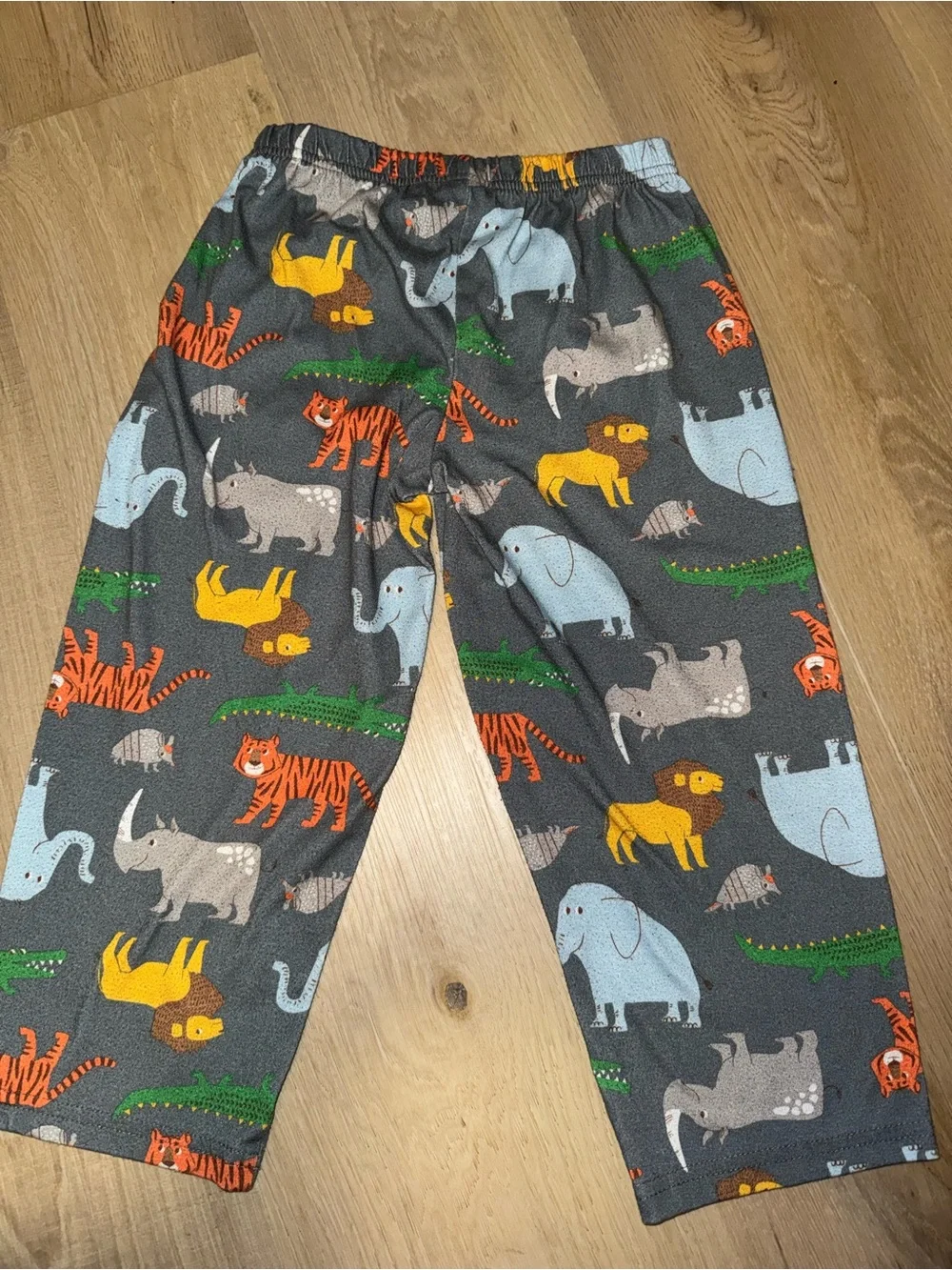Kids Grey Animal Print Pajama Pants - Blue, Orange, Yellow, Green